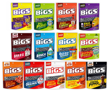 BIGS Sunflower Seeds Variety Pack, 13 Flavors, 5.35 Ounce Each, 1 Bag per Flavor Snackathon 13 Flavors 5.35 Ounce Each
