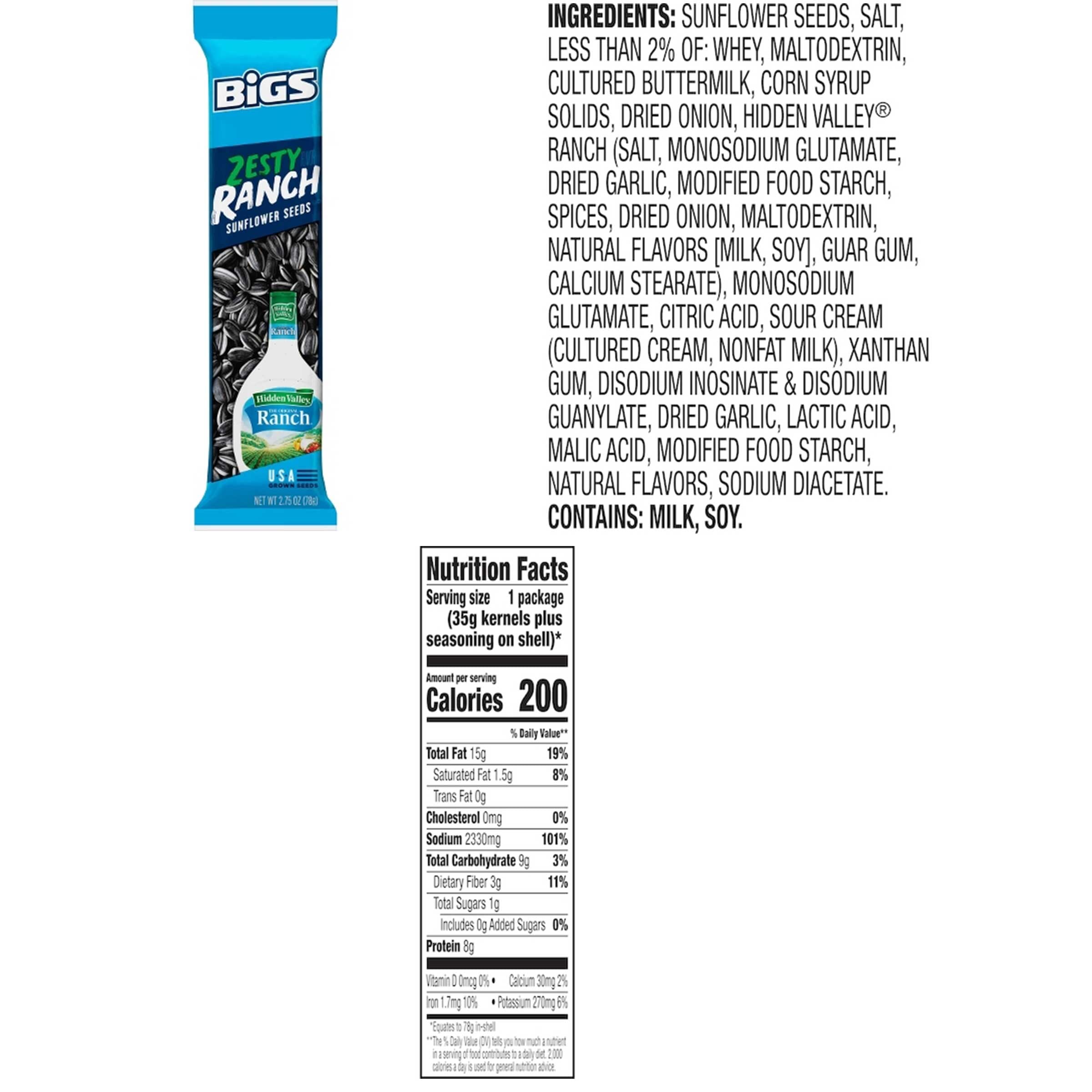 BIGS Sunflower Seeds Variety Pack, Original, Dill Pickle, Zesty Ranch, 2.75 Ounce Each, 4 per Flavor (Pack of 12) Snackathon