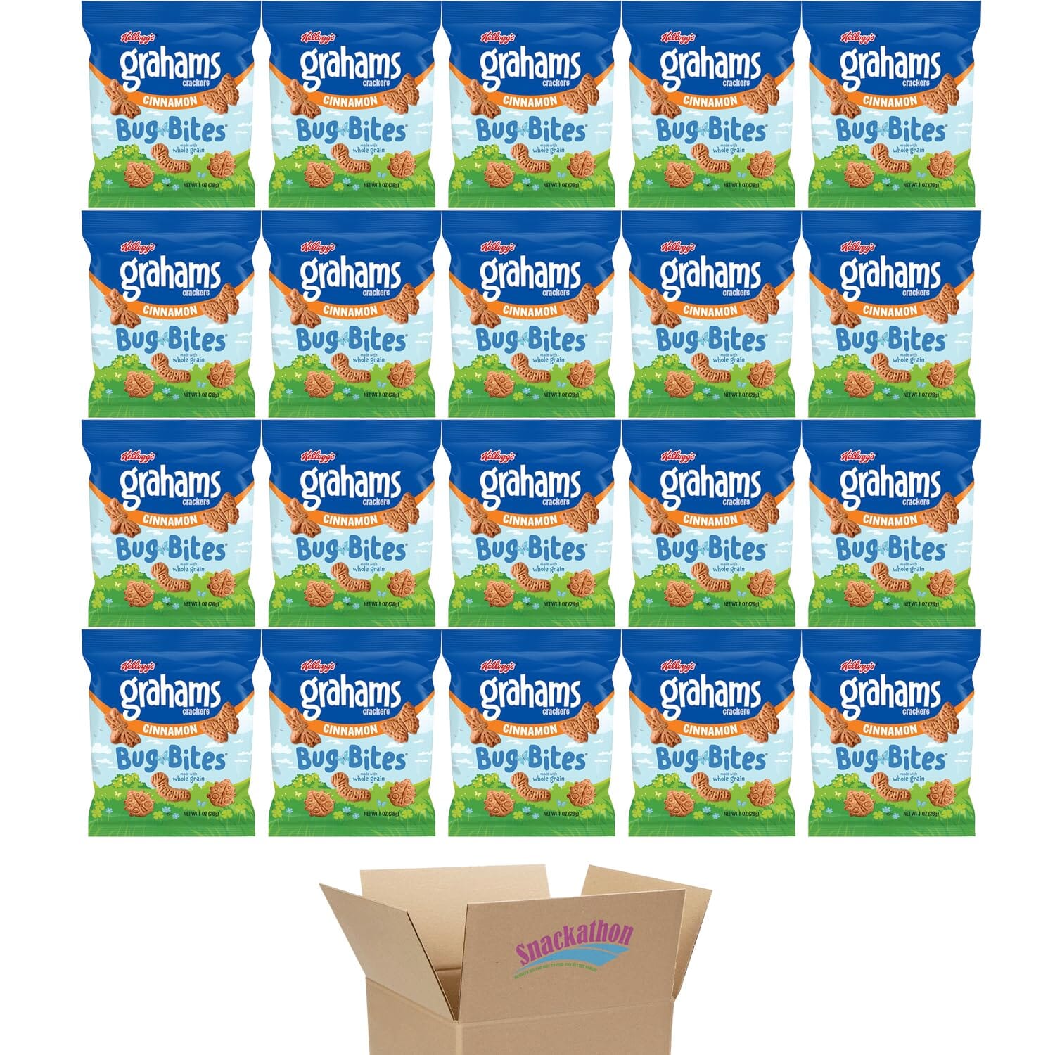 Bug Bite Graham Cracker Snack Pack, 1 Ounce Snackathon Cinnamon 1.25 Pound (Pack of 1)