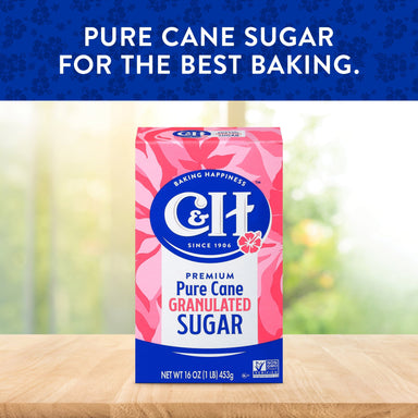 C&H Premium Pure Cane Granulated Sugar, 1 Pound Box C&H