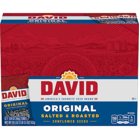 David Sunflower Seed, 1.625 Ounce Tube (Best Before Feb-Mar 2025) DAVID Seeds Original 1.625 Oz-12 Count