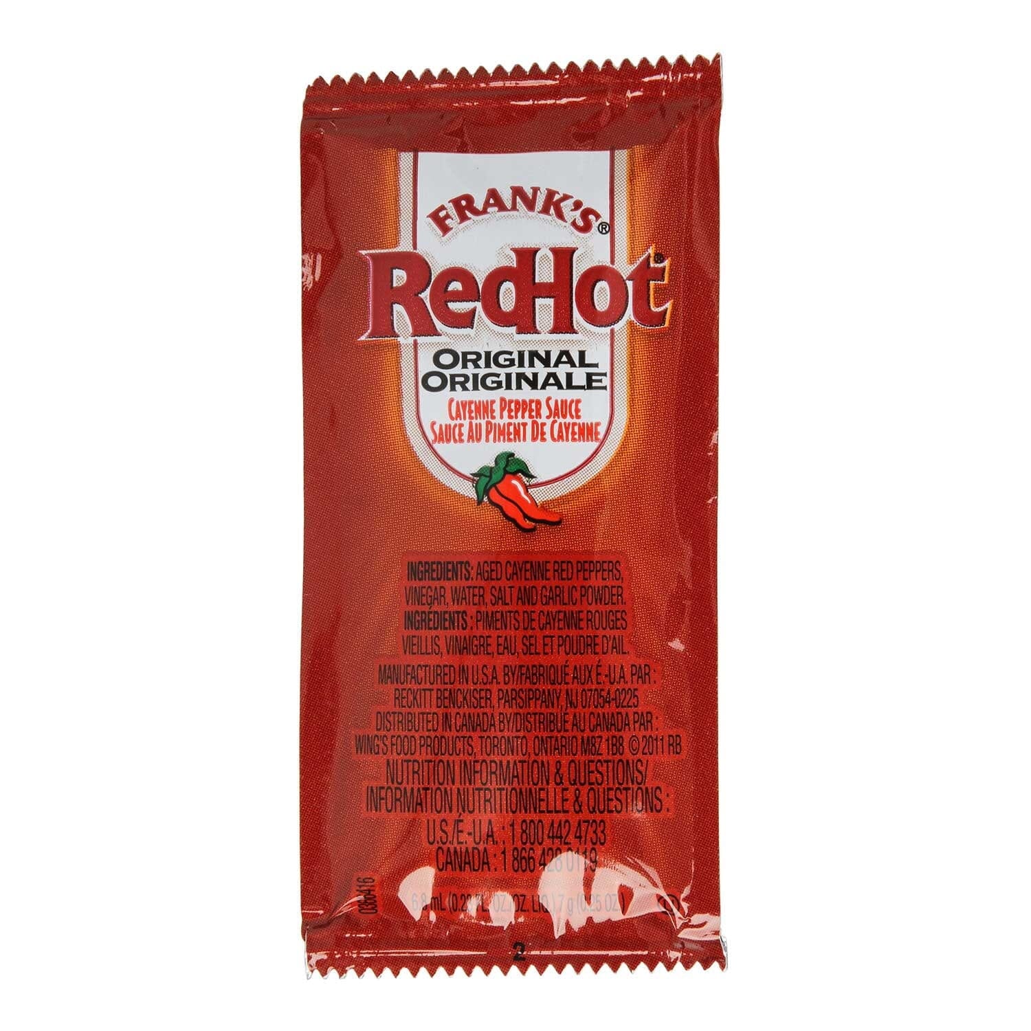 Franks RedHot Original Hot Sauce, 7 Gram Packet -- 200 per case. Frank's RedHot