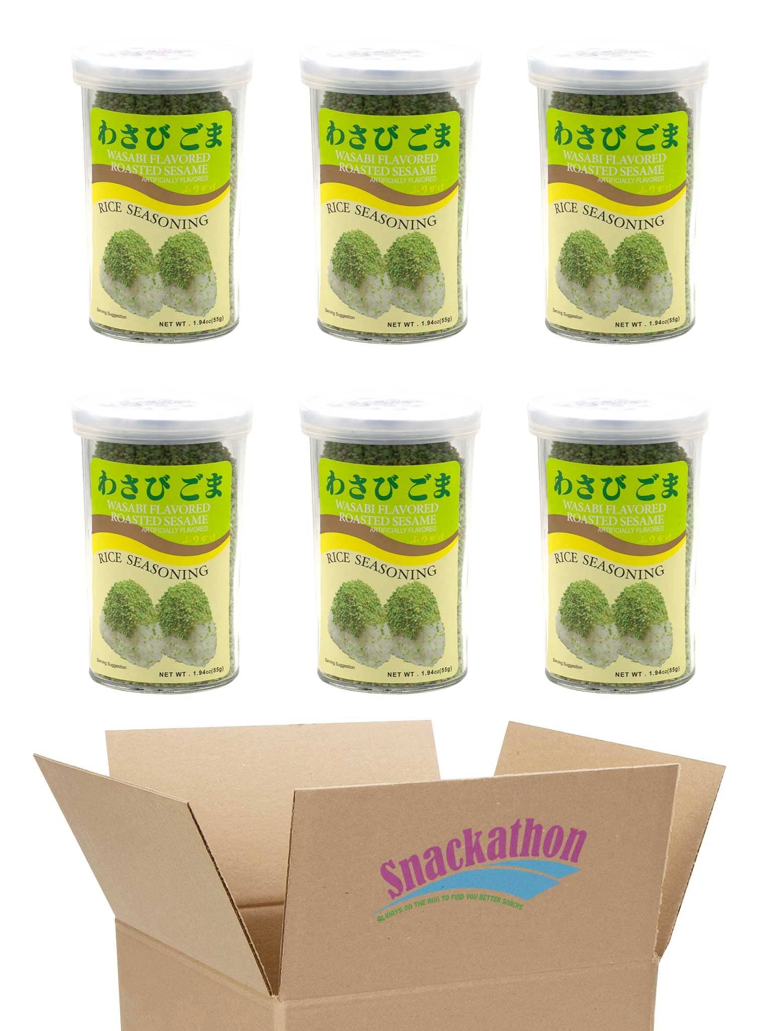 Furikake Rice Seasoning, Wasabi Flavored Roasted Sesame, 1.94 Ounce Each (Pack of 6) Snackathon
