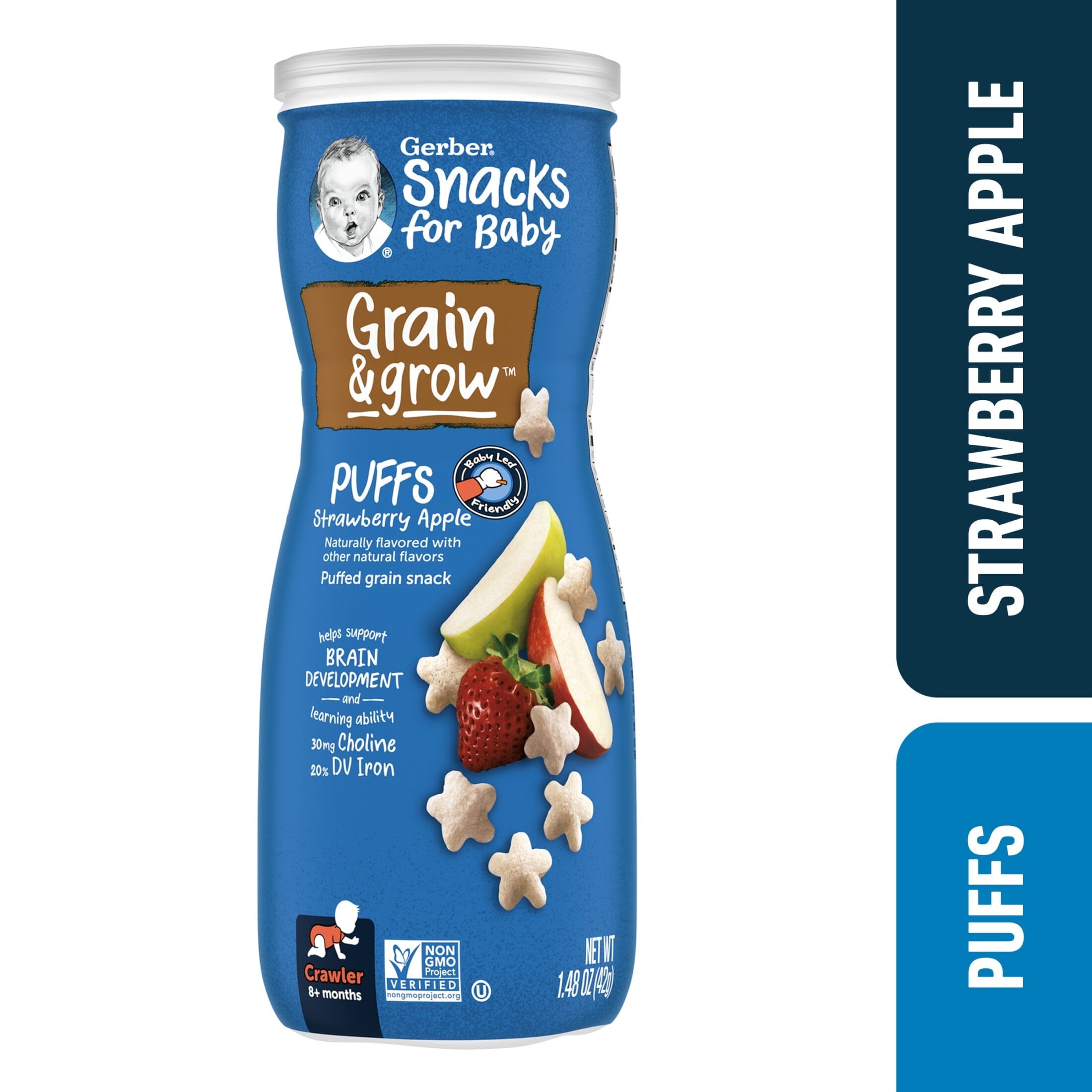 Gerber Stage 3 Baby Food, Strawberry Apple Puffs, 1.48 oz Canister Gerber Single