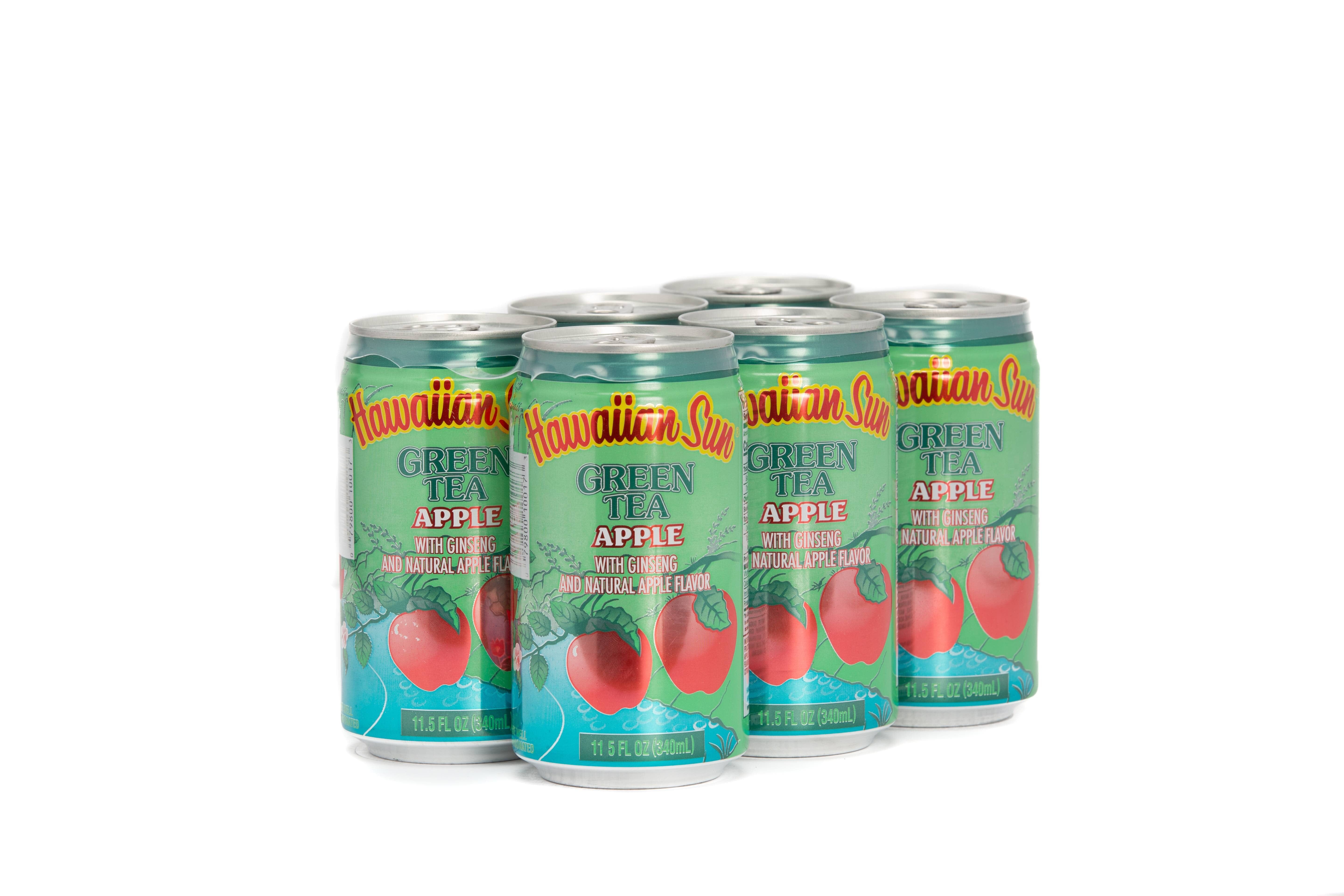 Hawaiian Sun Drink, Green Tea Apple, 11.5 Fl Oz Pack of 6 Hawaiian Sun