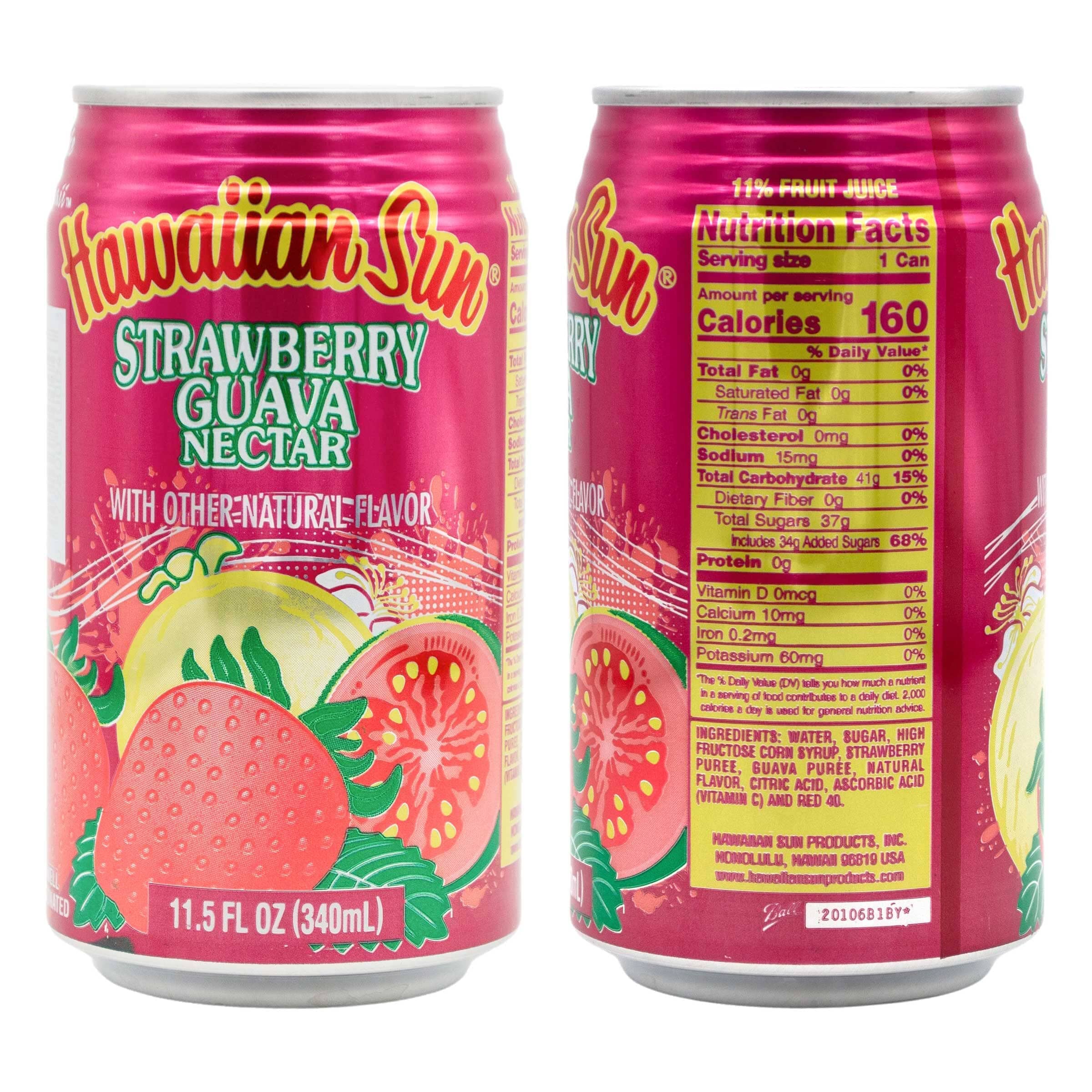 Hawaiian Sun Drink, Strawberry Guava Nectar, 11.5 Fl Oz Pack of 6 Hawaiian Sun 11.5 FO-6 Count