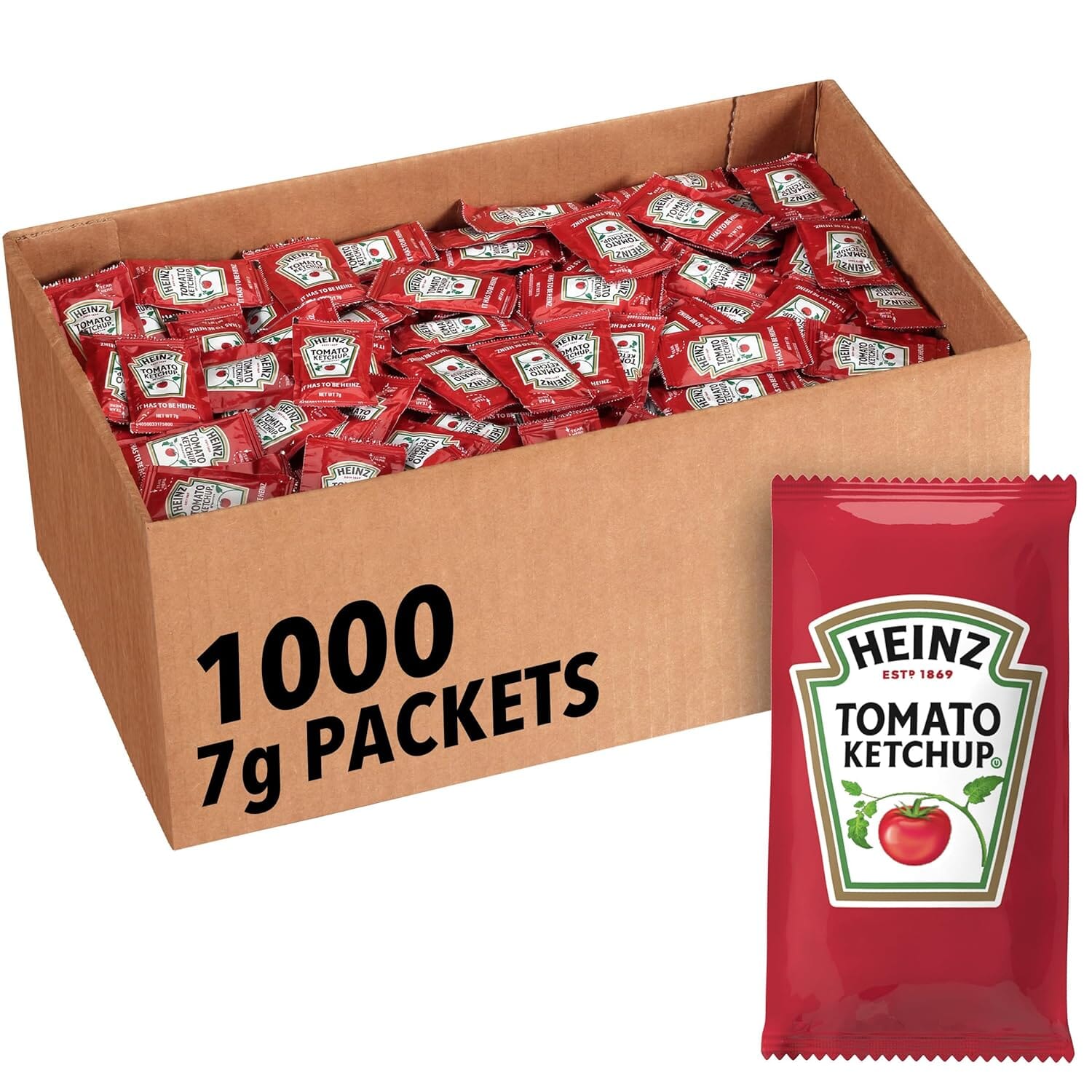Heinz Tomato Ketchup, 7 gram, 0.25-Ounce Single Serve Packages (Pack of 1000) Heinz