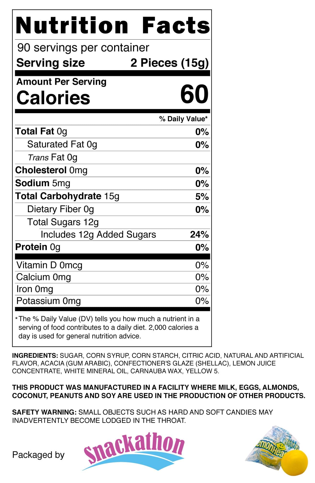 Lemon Hard Candy Individually Wrapped Snackathon