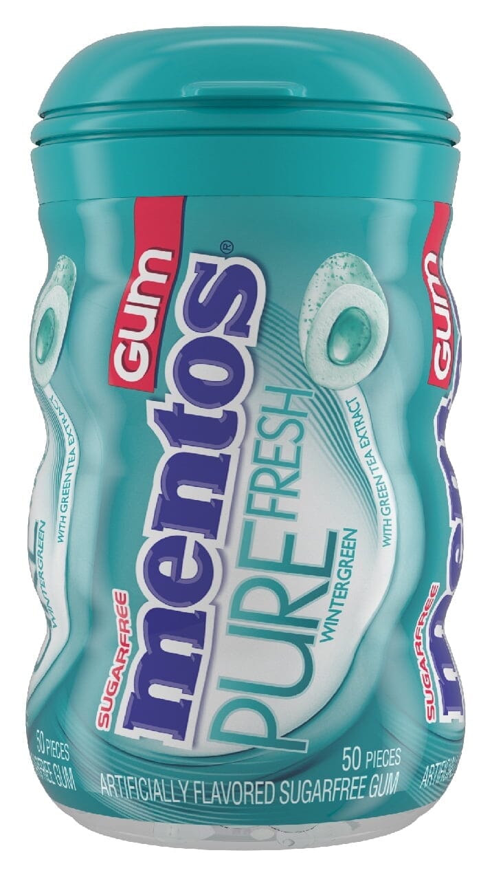 Mentos Gum Sugar Free, Curvy Bottle Wintergreen, 50 Piece Bottle Mentos 50 Pieces Bottle