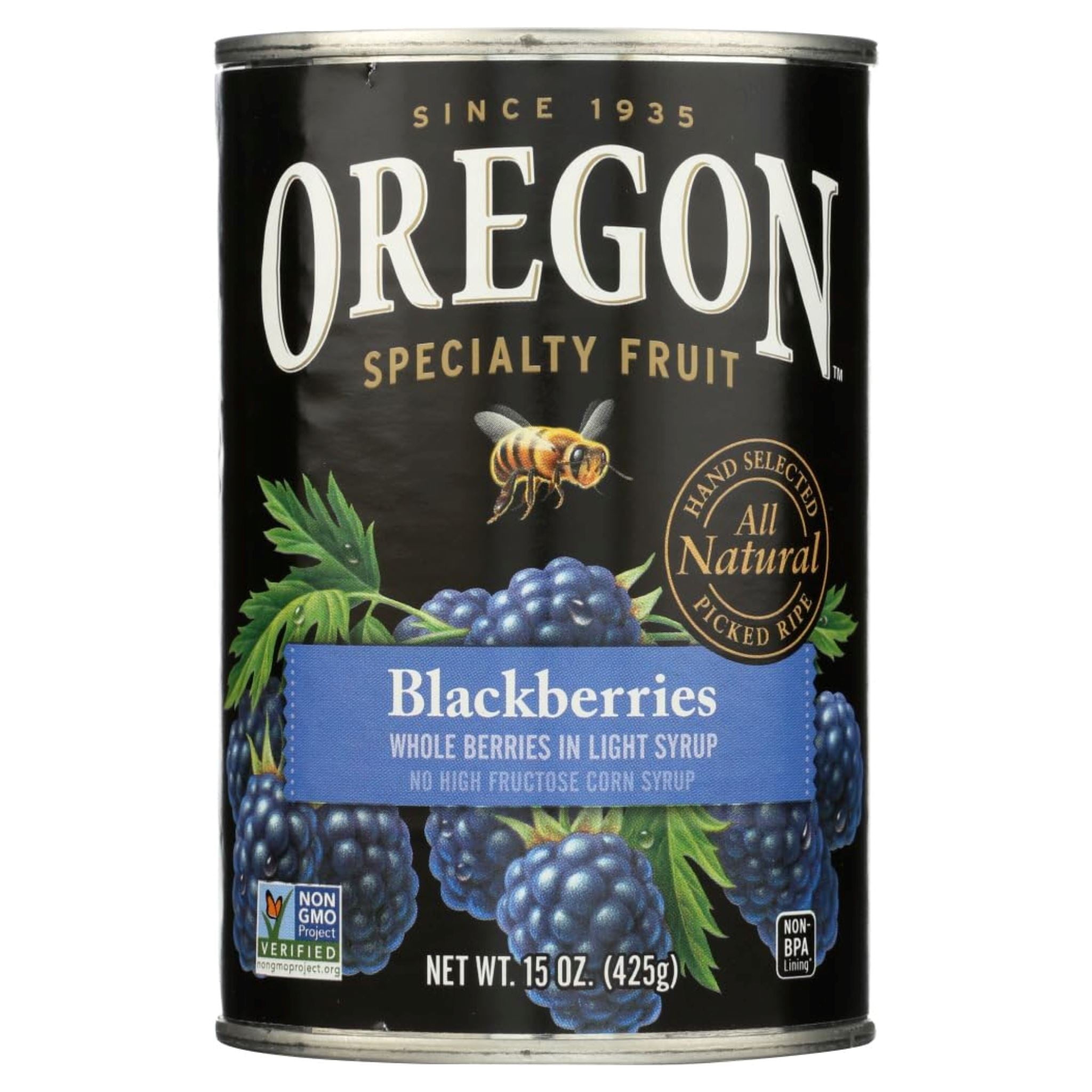 Oregon Fruit Blackberries in Light Syrup, 15 oz Oregon Fruit Blackberries 15oz can