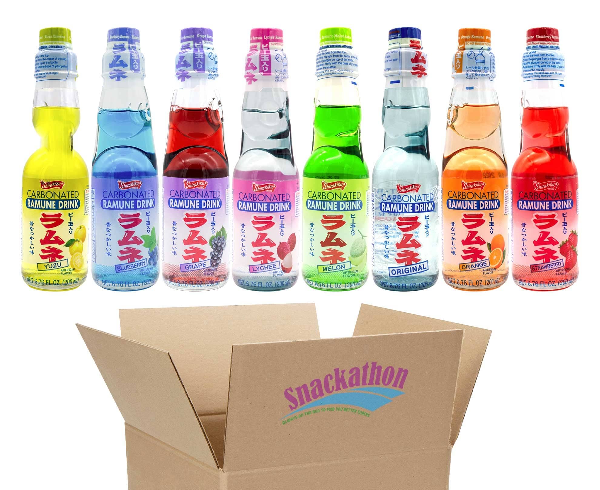 Ramune Japanese Soda, Variety Pack (8 Flavors) Snackathon