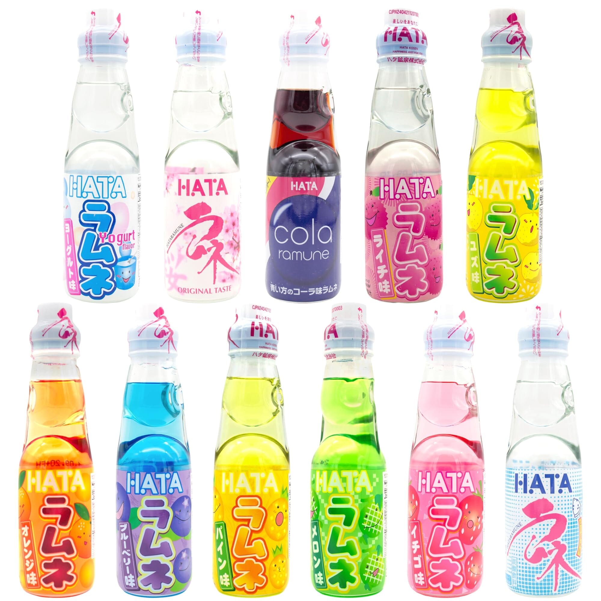 Snackathon Ramune Japanese Soda, Variety Pack (11 Flavors), 6.76 Ounce, 11 Bottles Snackathon