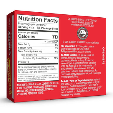 Starburst Cherry Gelatin Mix, 6 Servings, 3.91 oz Cardboard Box Starburst