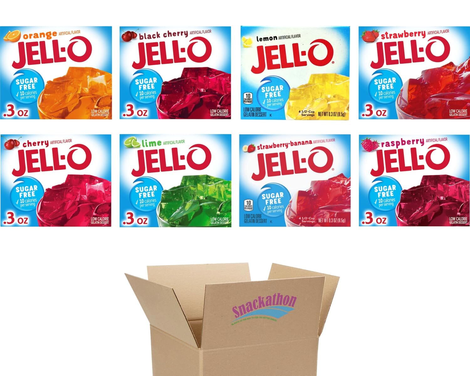 Sugar Free Gelatin Variety, 0.3 Ounce, 8 Flavors Snackathon