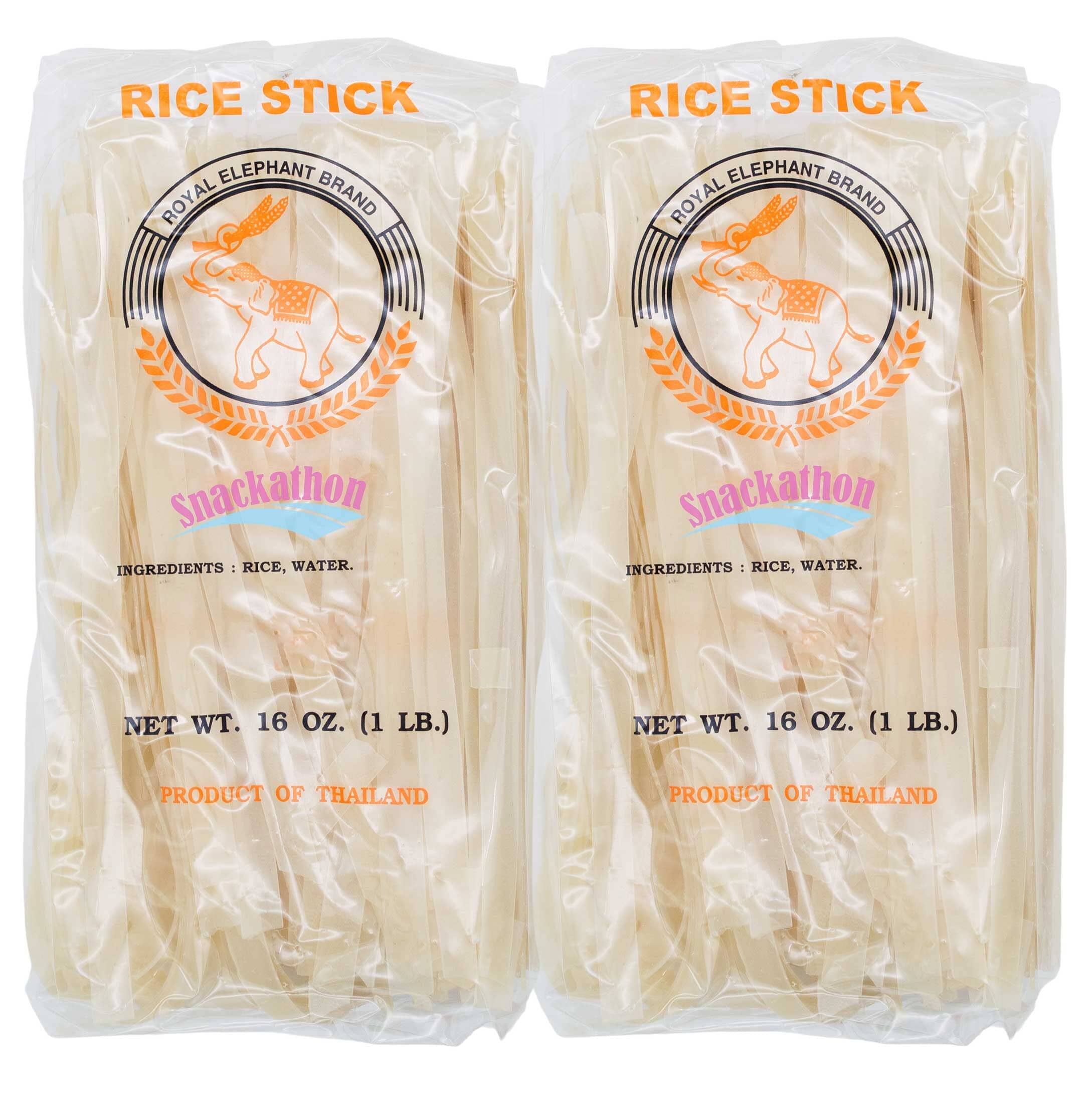 Wide Thai Rice Stick Noodles Xl (1cm) Pack of 2 (16 Ounce each) Snackathon