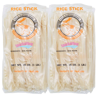Wide Thai Rice Stick Noodles Xl (1cm) Pack of 2 (16 Ounce each) Snackathon