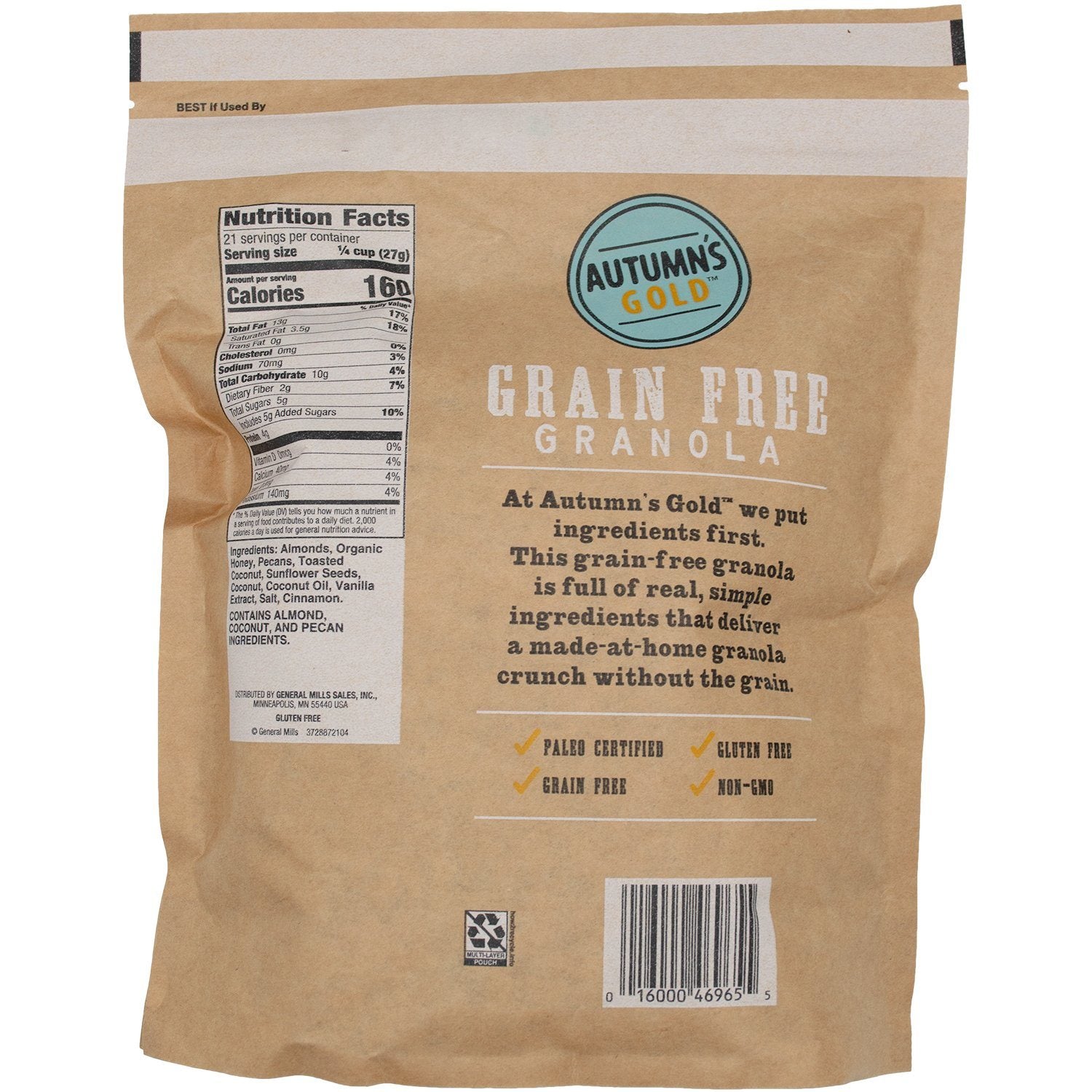 Autumn's Gold Grain Free Granola, Paleo Certified Autumn's Gold