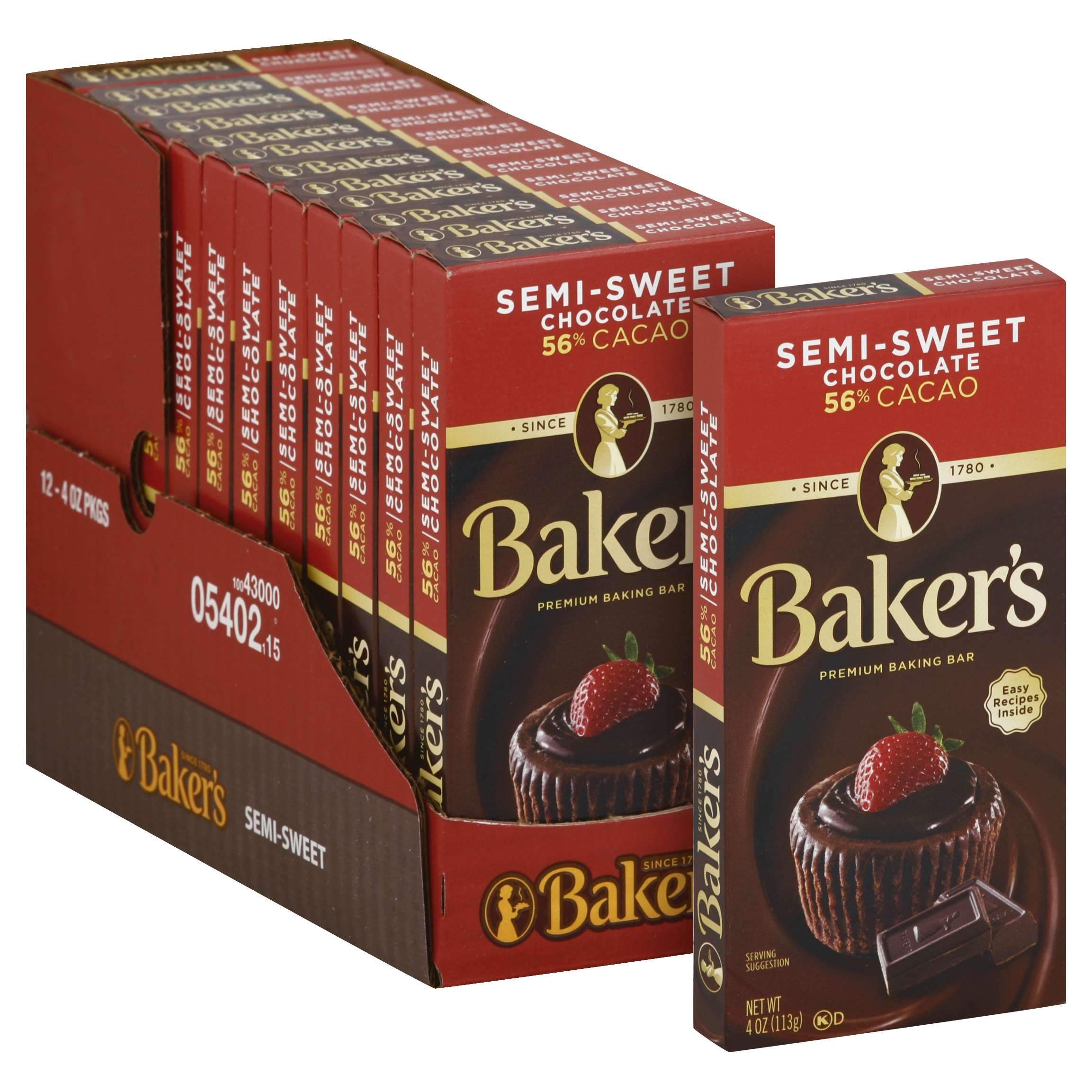 Baker's Chocolate Meltable Baker's Semi-Sweet 4 Oz-12 Count