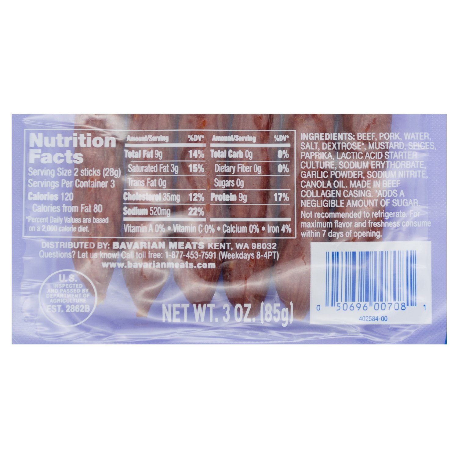 Bavarian Meats Hardwood Smoked Lil' Landjaeger Sticks Bavarian Meats