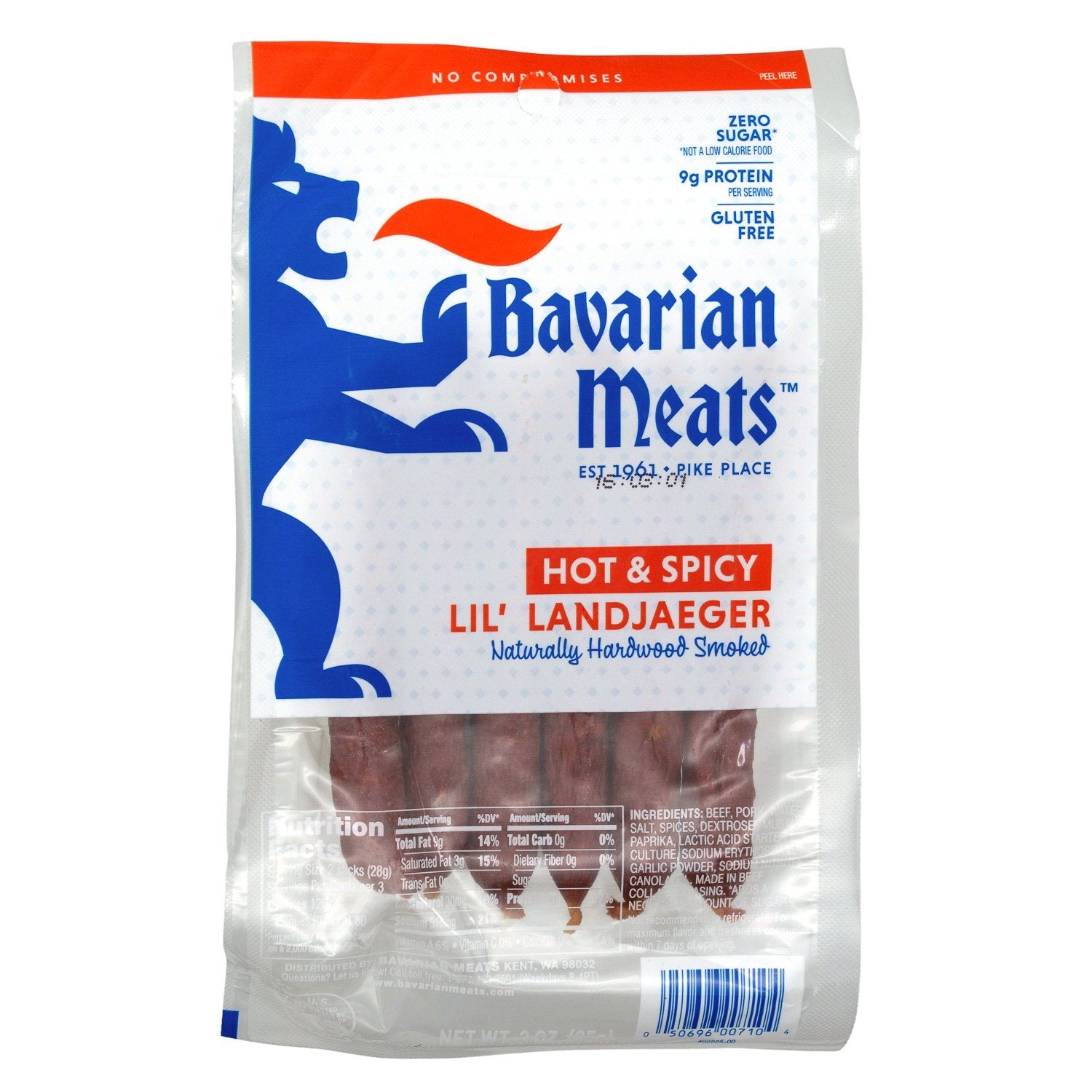 Bavarian Meats Hardwood Smoked Lil' Landjaeger Sticks Bavarian Meats Hot & Spicy 3 Ounce