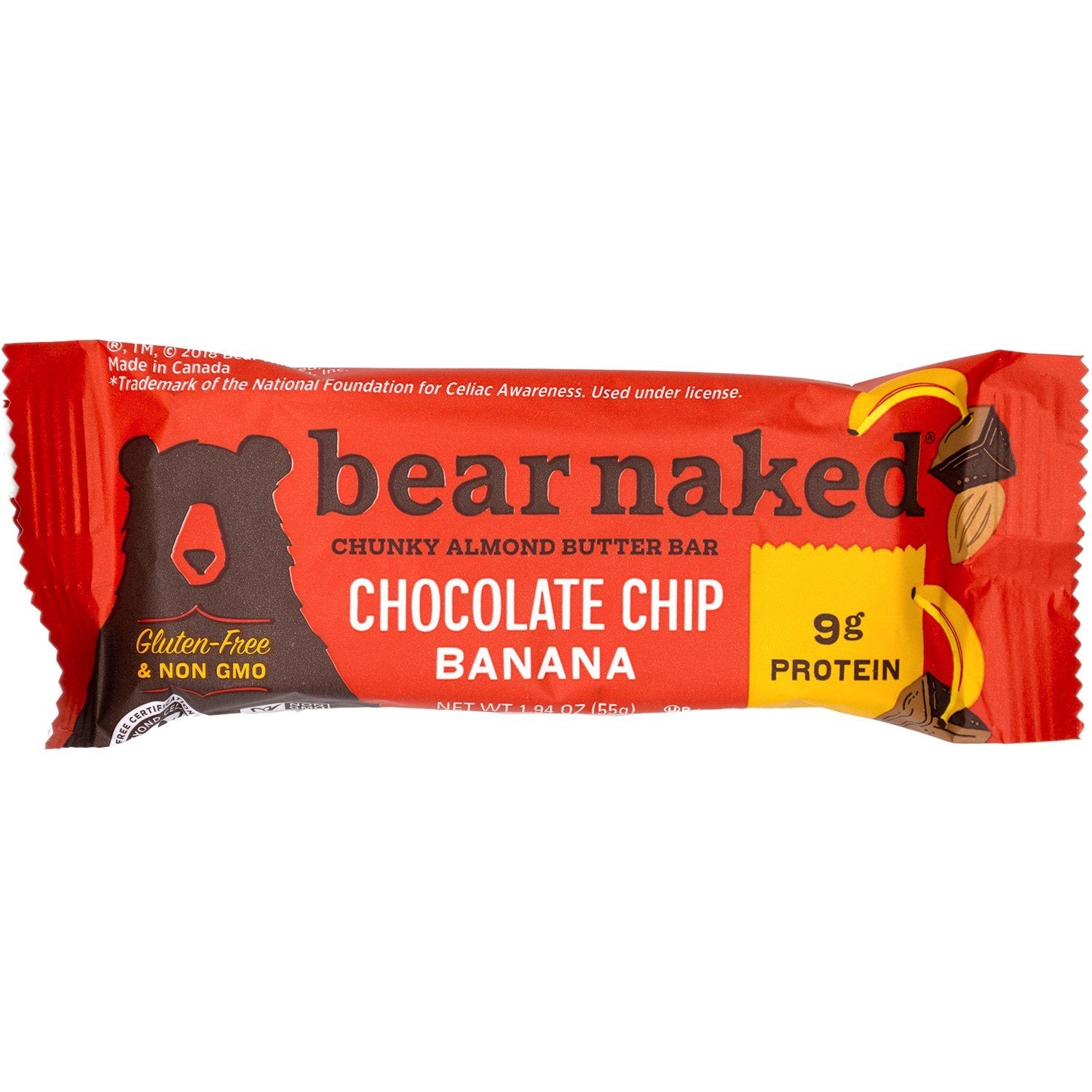 Bear Naked Almond Butter Bars Bear Naked Chocolate Chip Banana 1.94 Ounce