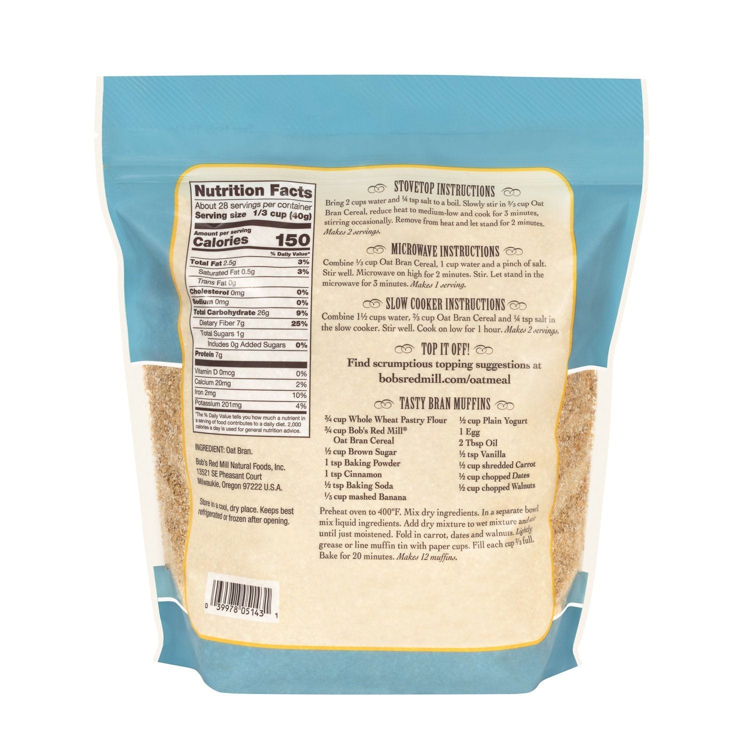 Bob's Red Mill Oat Bran Cereal Bob's Red Mill