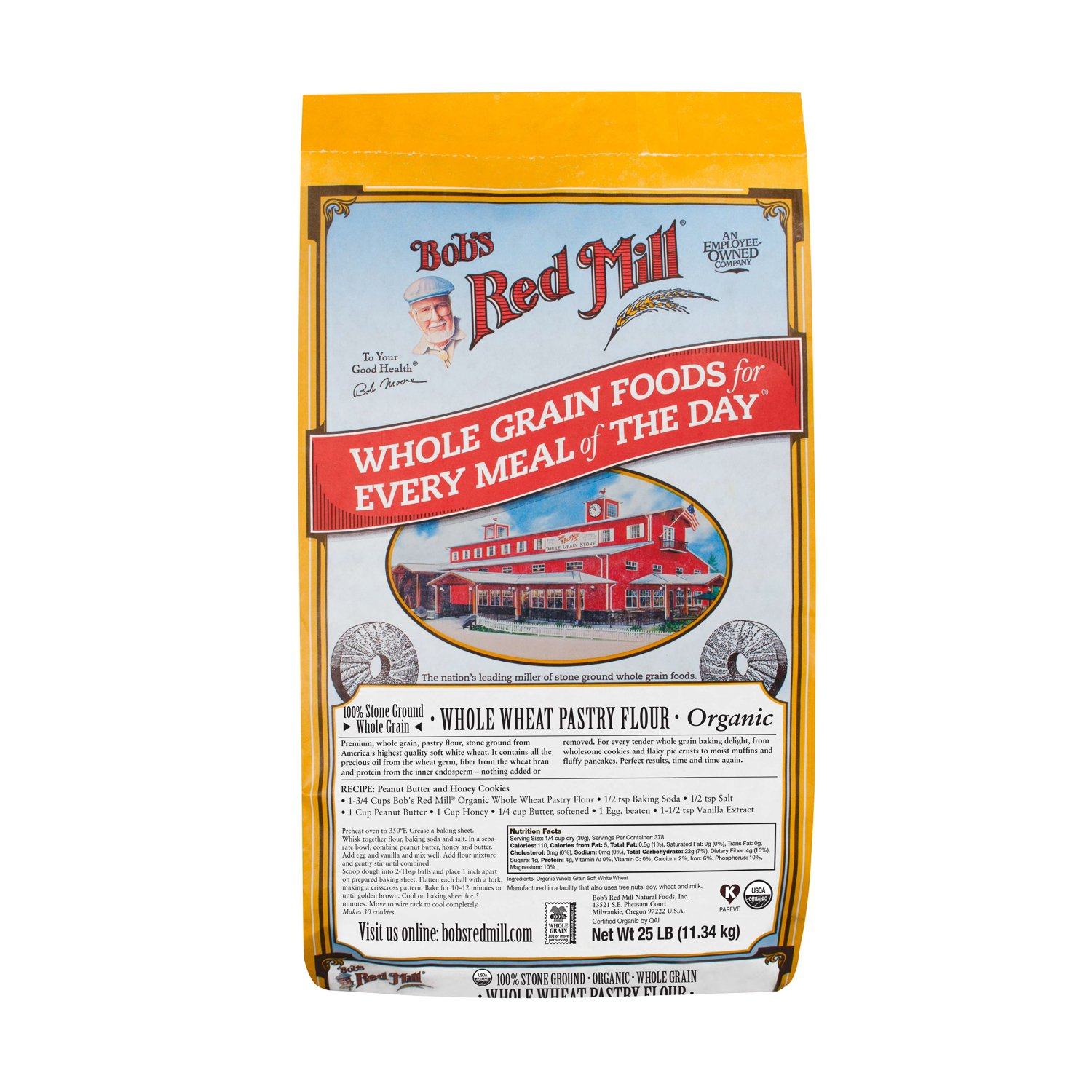Bob's Red Mill Pastry Flour Bob's Red Mill Organic Whole Wheat 25 Pound