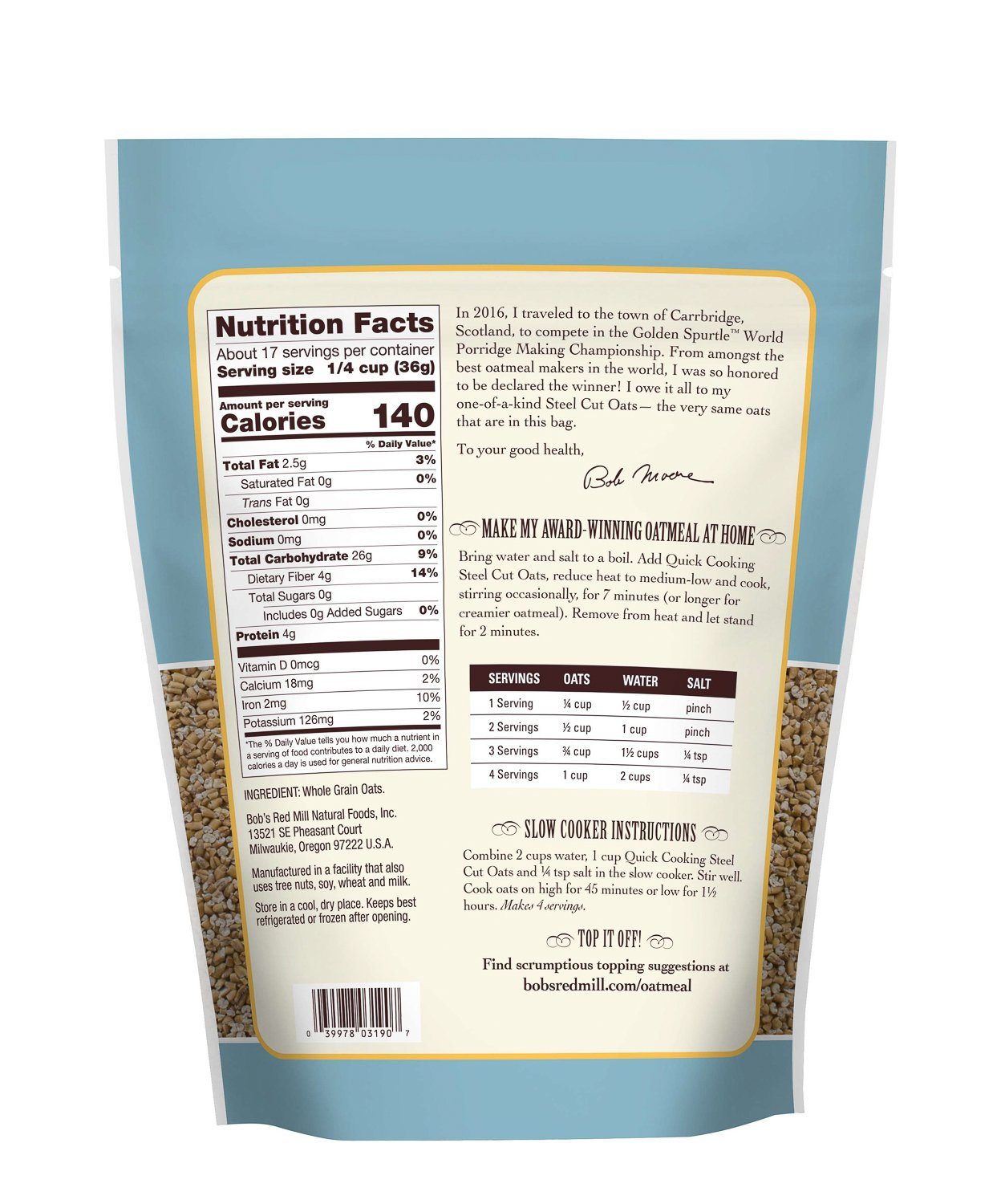 Bob's Red Mill Steel Cut Oats Bob's Red Mill