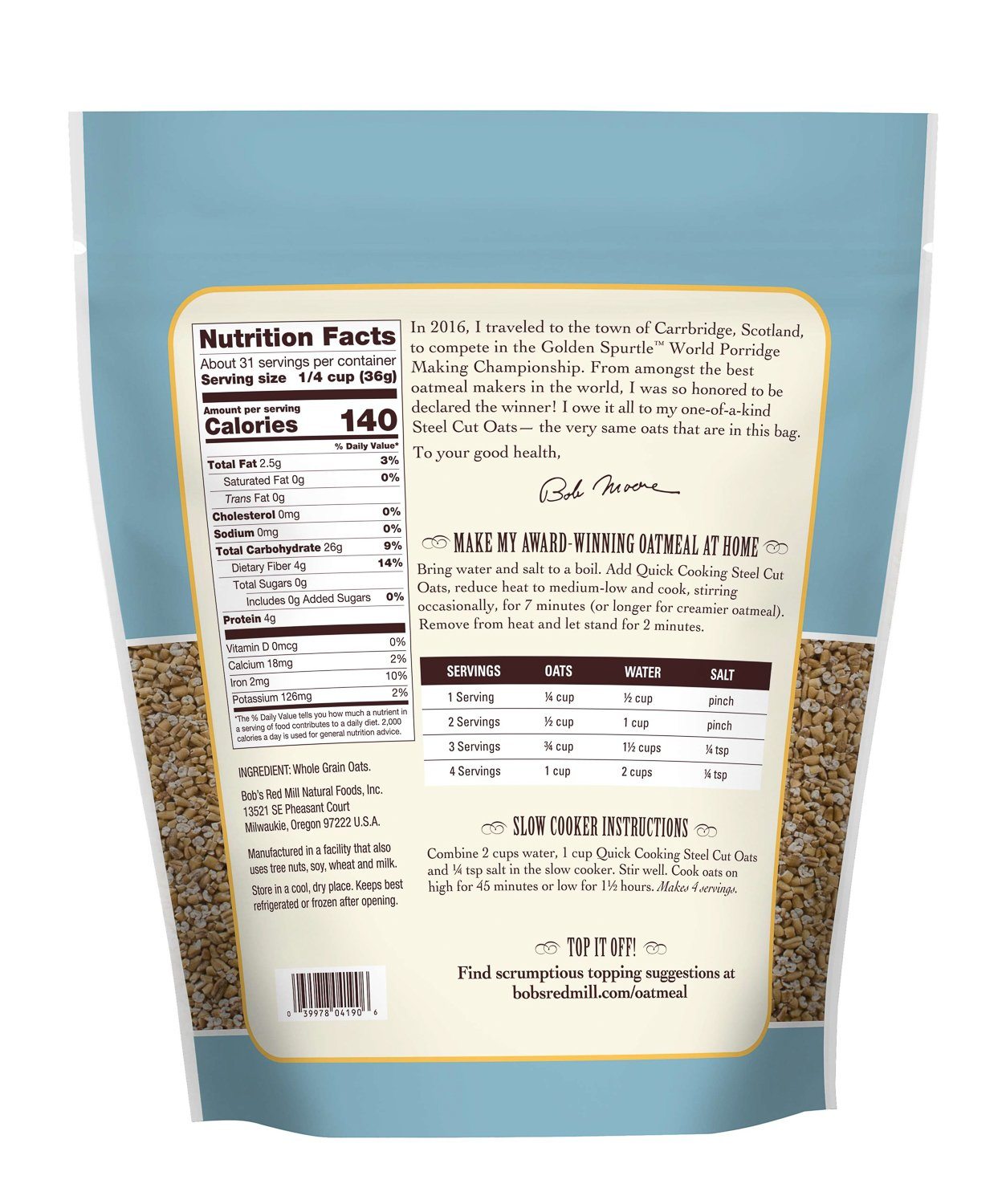 Bob's Red Mill Steel Cut Oats Bob's Red Mill
