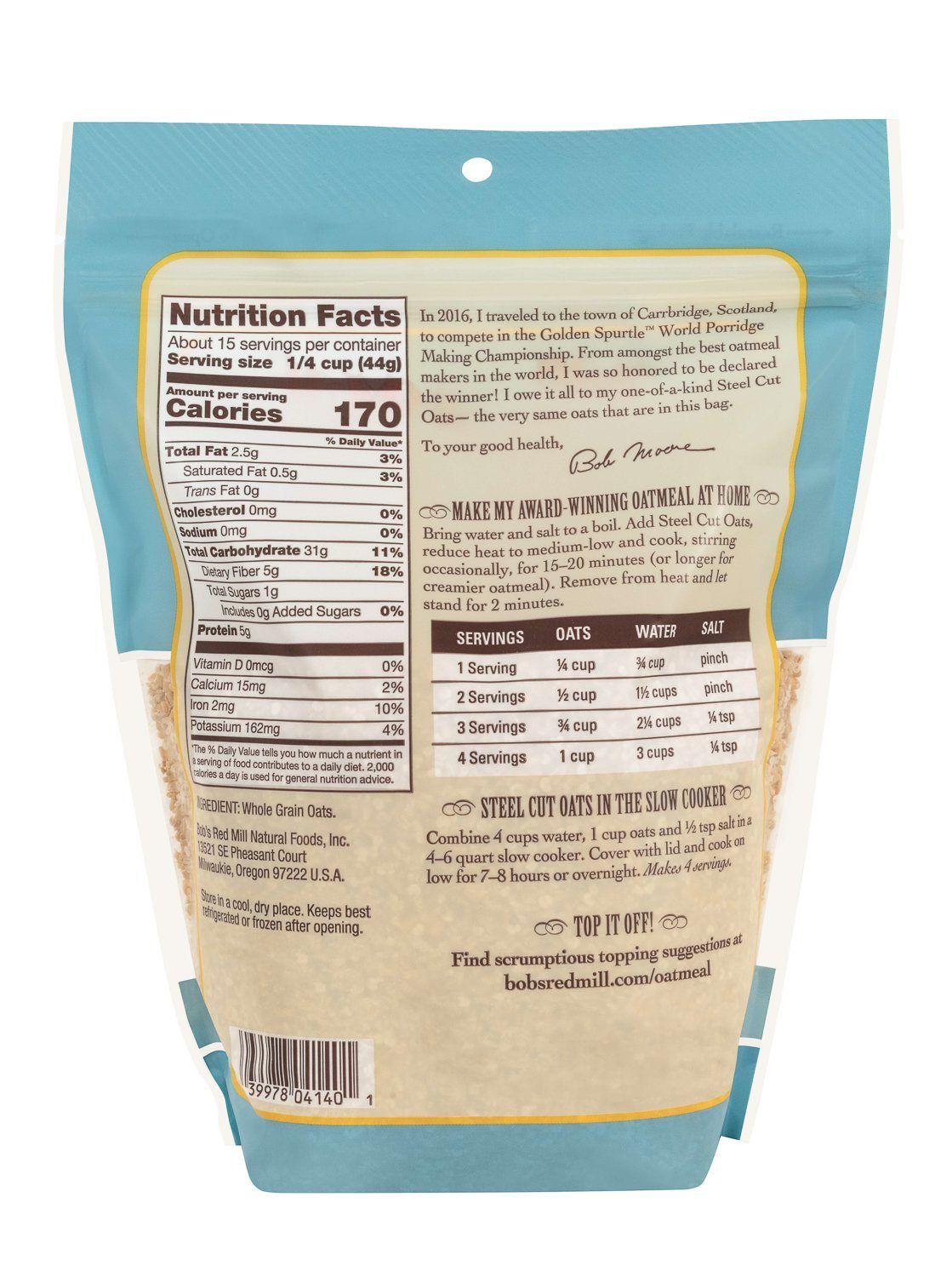 Bob's Red Mill Steel Cut Oats Bob's Red Mill