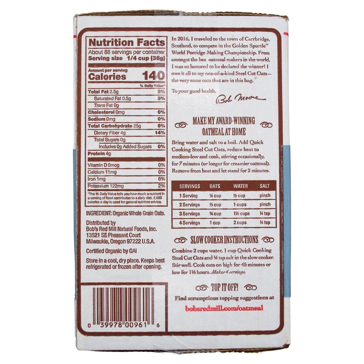 Bob's Red Mill Steel Cut Oats Bob's Red Mill