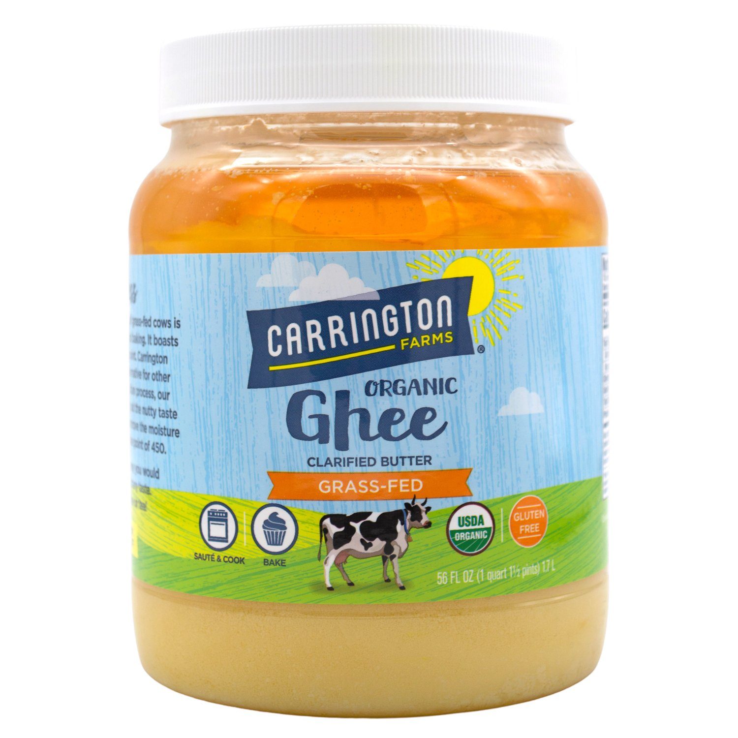 Carrington Farms USDA Certified Organic Grass Fed Ghee Snackathon Foods 56 Fluid Ounce