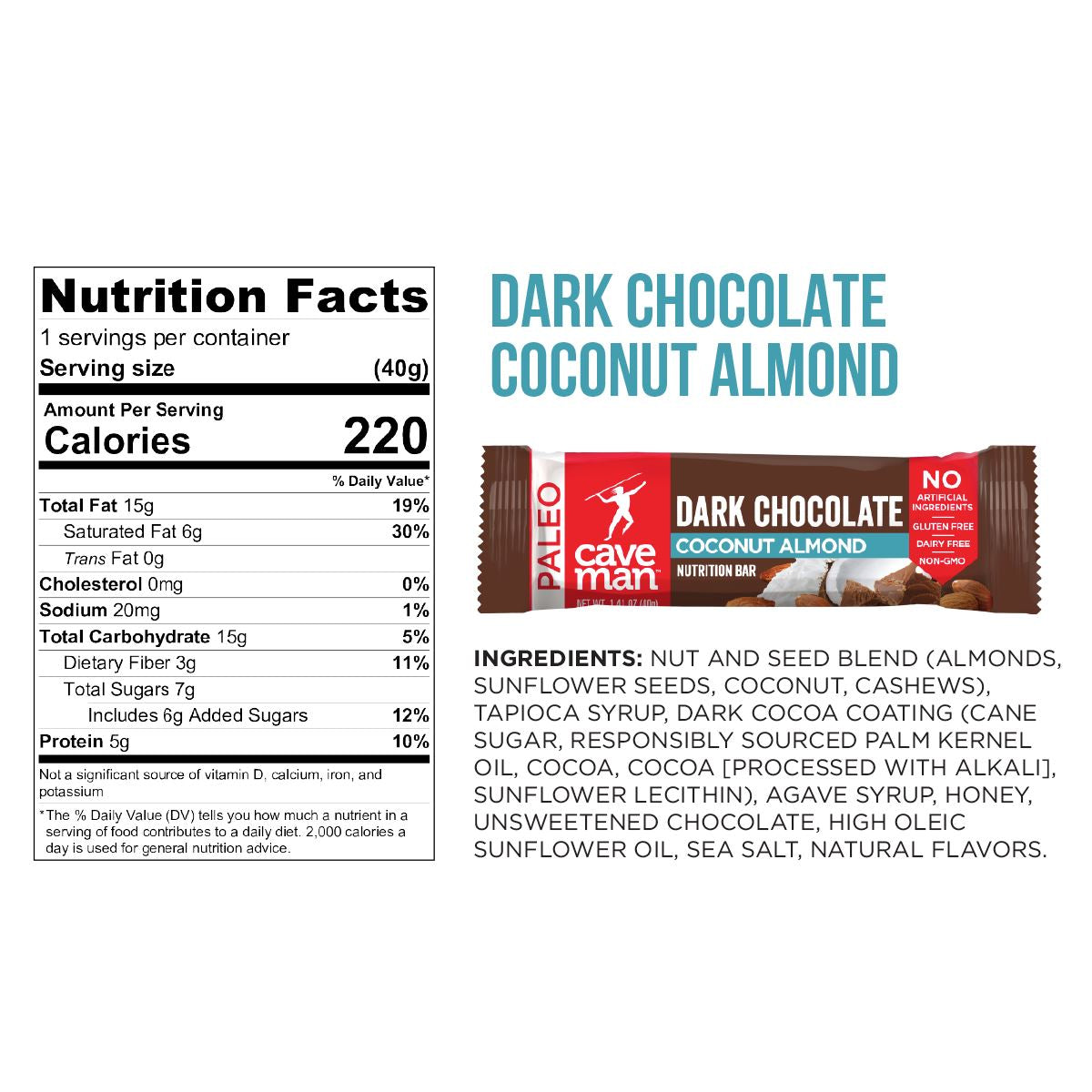 Caveman Foods Paleo-Friendly Nutrition Bar Caveman Foods