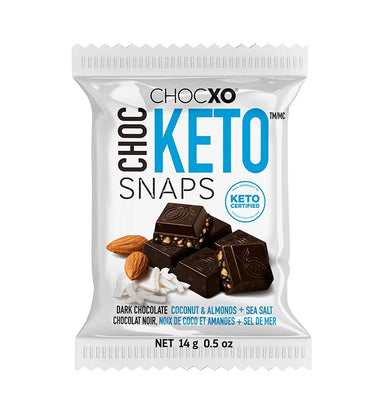 ChocXO ChocKeto Dark Chocolate, Coconut, Almond & Sea Salt Keto Snaps, 14.8 Ounce ChocXO