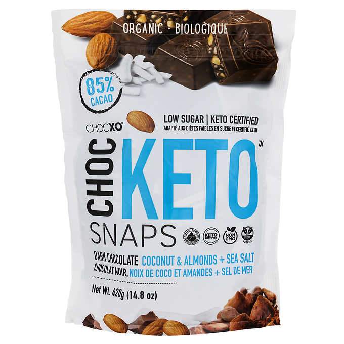 ChocXO ChocKeto Dark Chocolate, Coconut, Almond & Sea Salt Keto Snaps, 14.8 Ounce ChocXO
