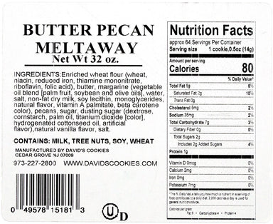David's Cookies Butter Pecan Meltaways David's Cookies