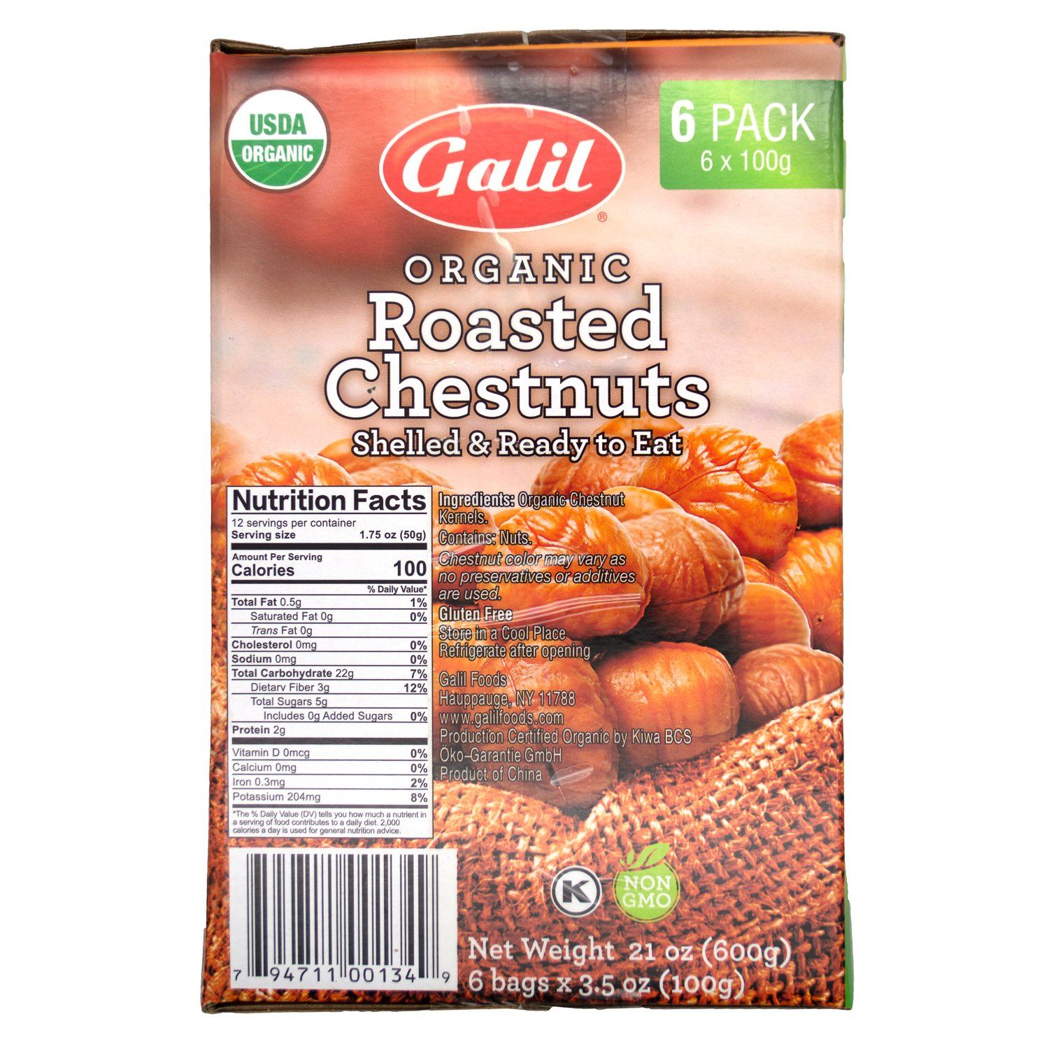 Galil Organic Roasted Chestnuts Galil