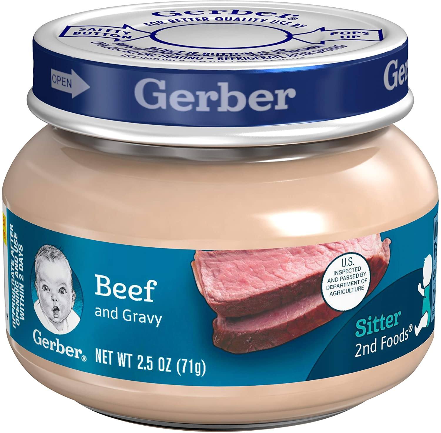 Gerber 2nd Foods Baby Food Gerber Beef and Gravy 2.5 Oz-10 Count
