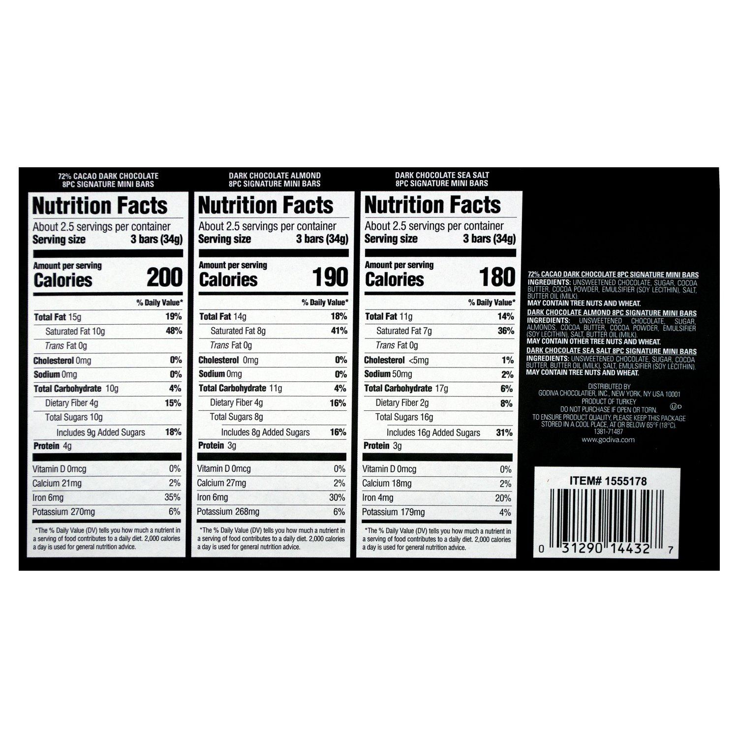 Godiva Signature Mini Bars Meltable Godiva