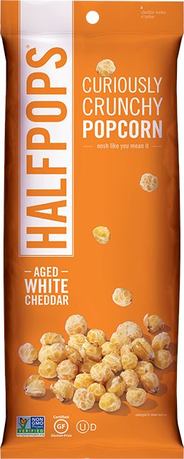Halfpops - Curiously Crunchy Popcorn Halfpops Aged White Cheddar 1.4 Ounce