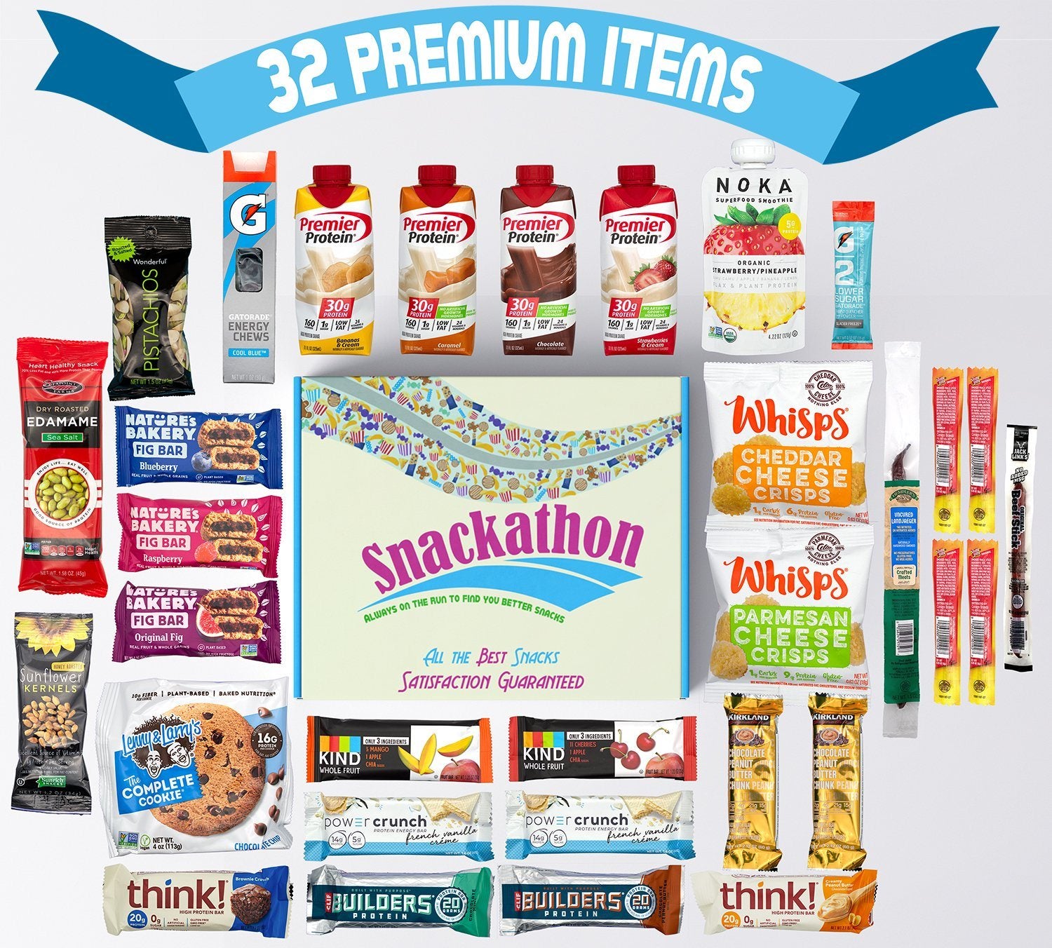 Healthy Fitness Box – Protein On The Go, Meal Replacements, 32 Count Snackathon Foods