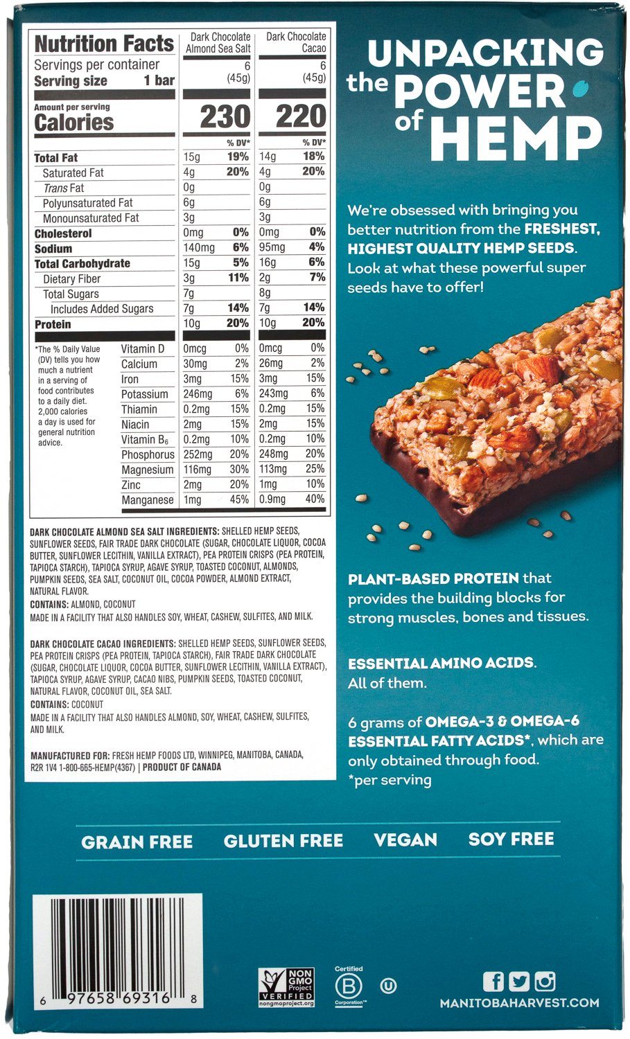 Hemp Yeah! Bars, Plant Protein, Grain Free, Gluten Free Hemp Yeah!