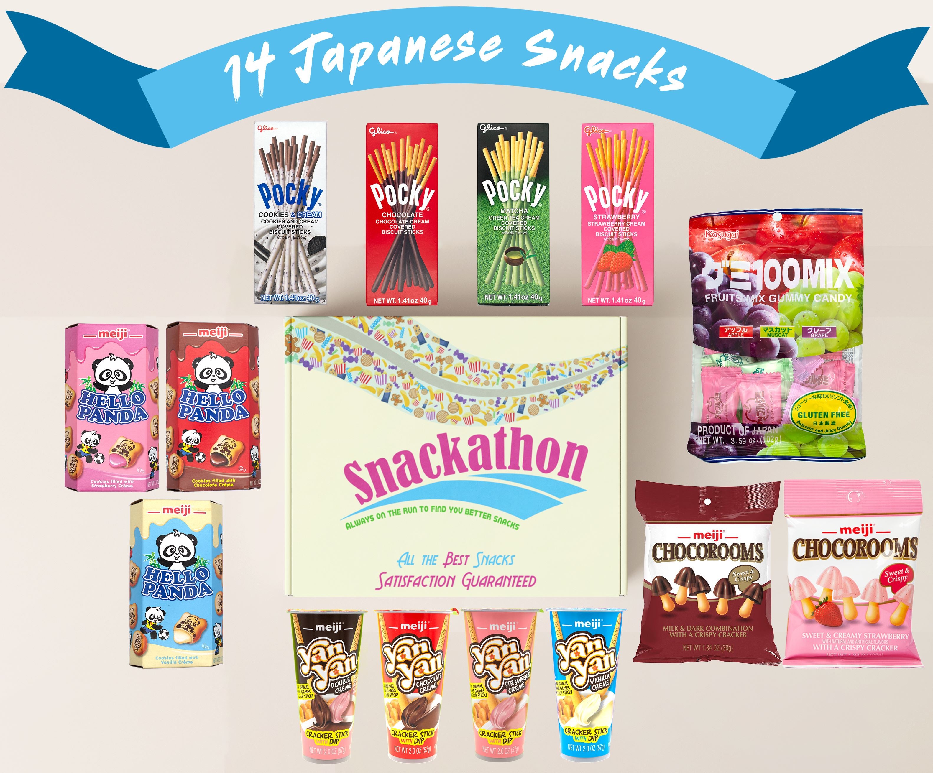 Japanese Snacks Variety Mix Sampler, Office Fun or Little Indulgences (14 Count) Snackathon Foods