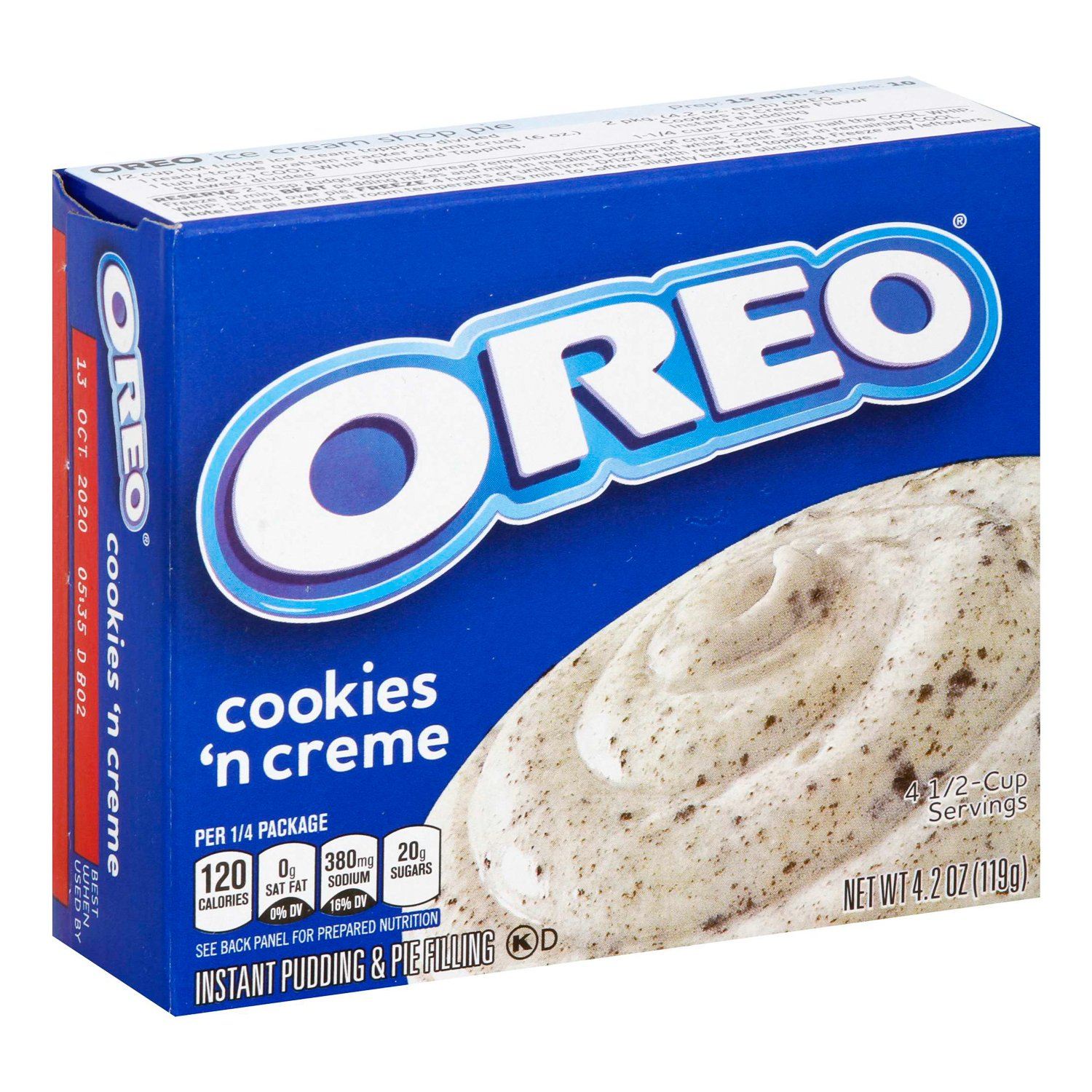 Jell-O Instant Pudding & Pie Filling Mixes Jell-O Oreo cookies 'n cream 4.2 Ounce
