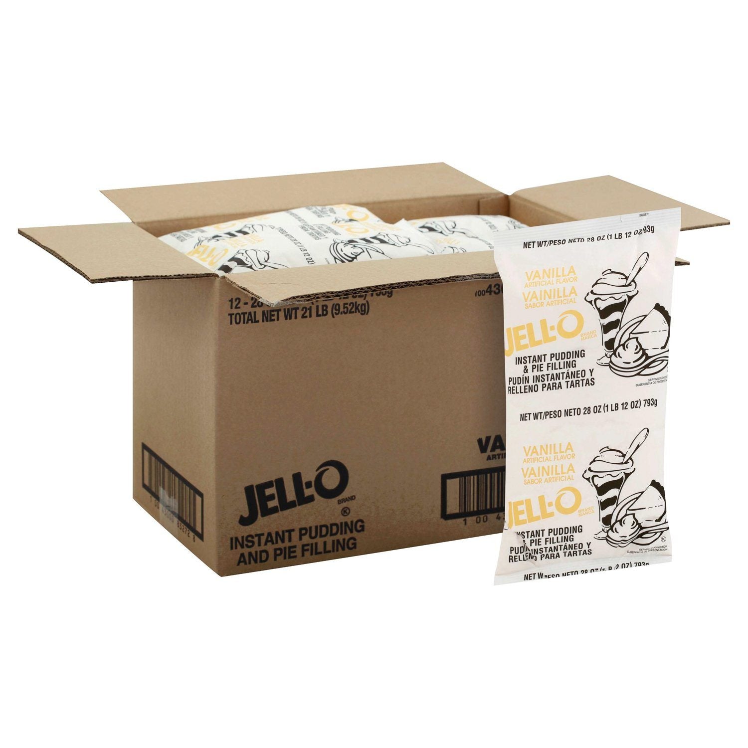 Jell-O Instant Pudding & Pie Filling Mixes Jell-O Vanilla 1.75 lb-12 Count