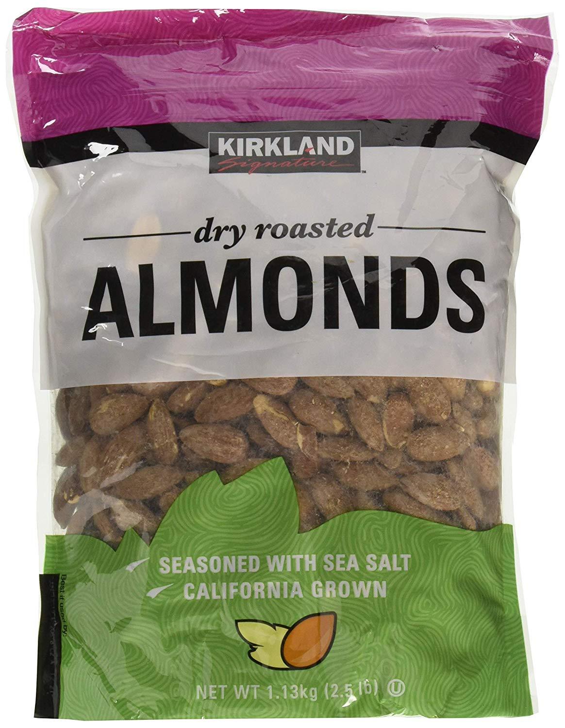 Kirkland Signature Dry Roasted Almonds Seasoned with Sea Salt, 2.5 lbs Kirkland Signature