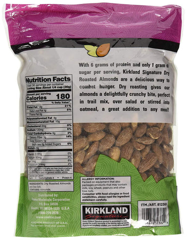 Kirkland Signature Dry Roasted Almonds Seasoned with Sea Salt, 2.5 lbs Kirkland Signature