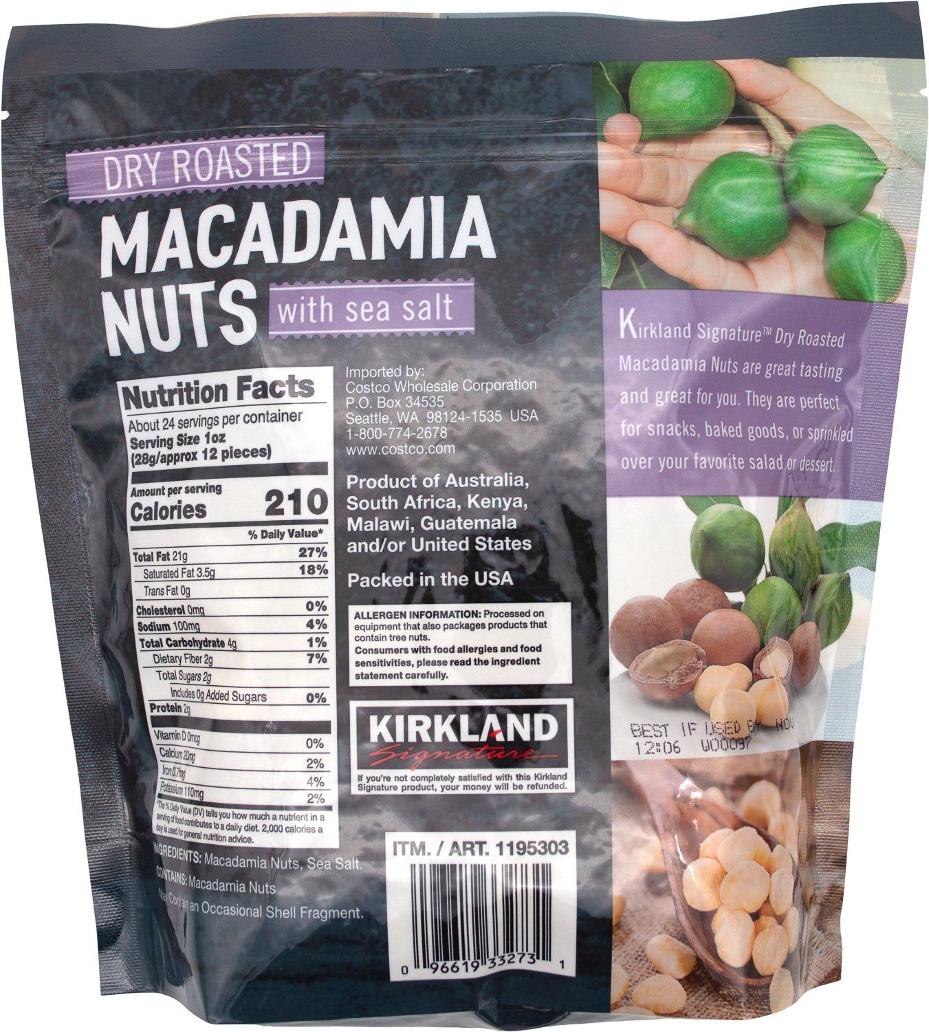 Kirkland Signature Dry Roasted Macadamia Nuts, 24 Ounce Kirkland Signature