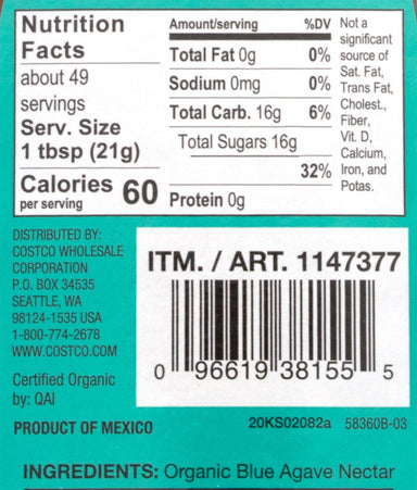 Kirkland Signature Organic Blue Agave Kirkland Signature