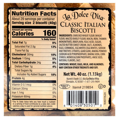 La Dolce Vita Classic Italian Biscotti, 40 Ounce La Dolce Vita